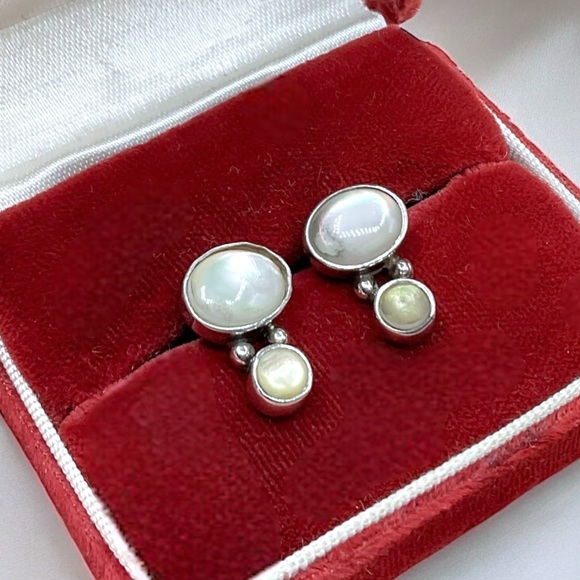 🌺Vintage Sterling MOP Earrings - Picture 3 of 10